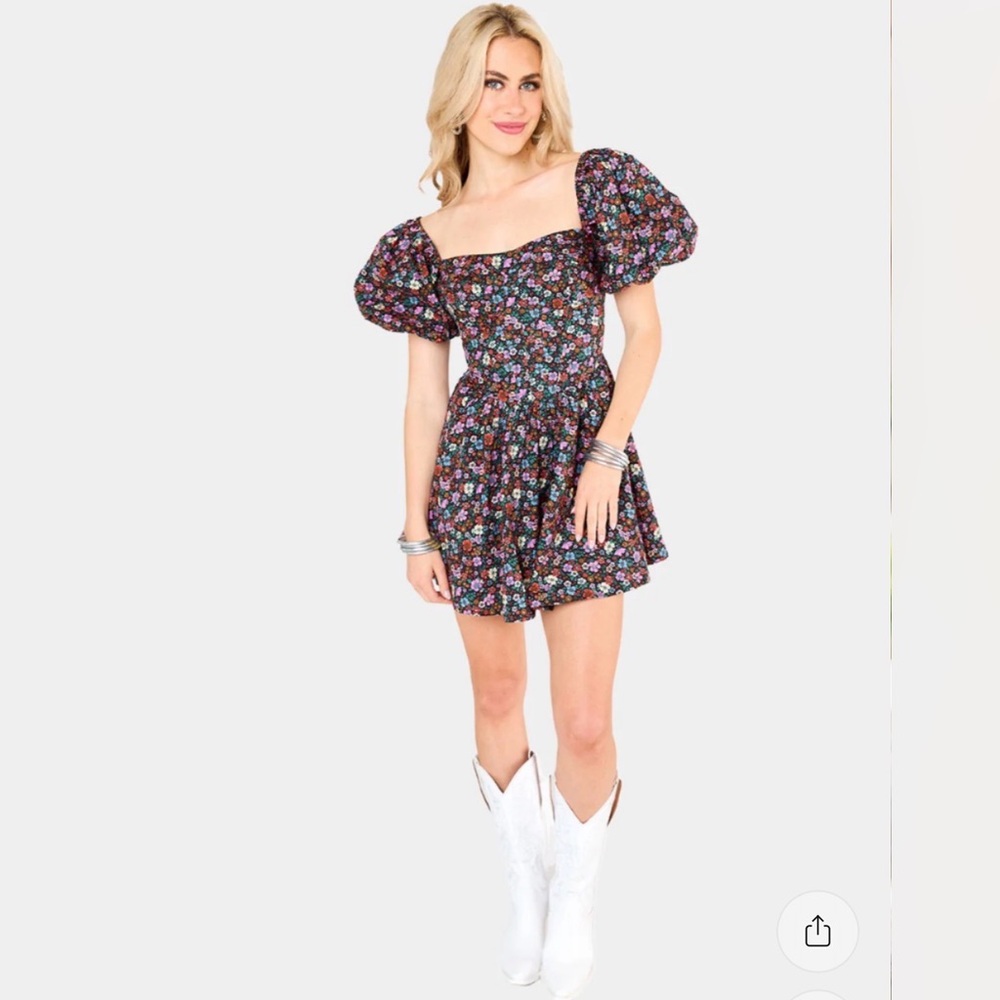 BuddyLove floral XL puff sleeve mini dress